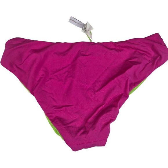 Reversible Bikini Bottom Becca Swimwear Womens Small Pink Green Neon New - Picture 4 of 5